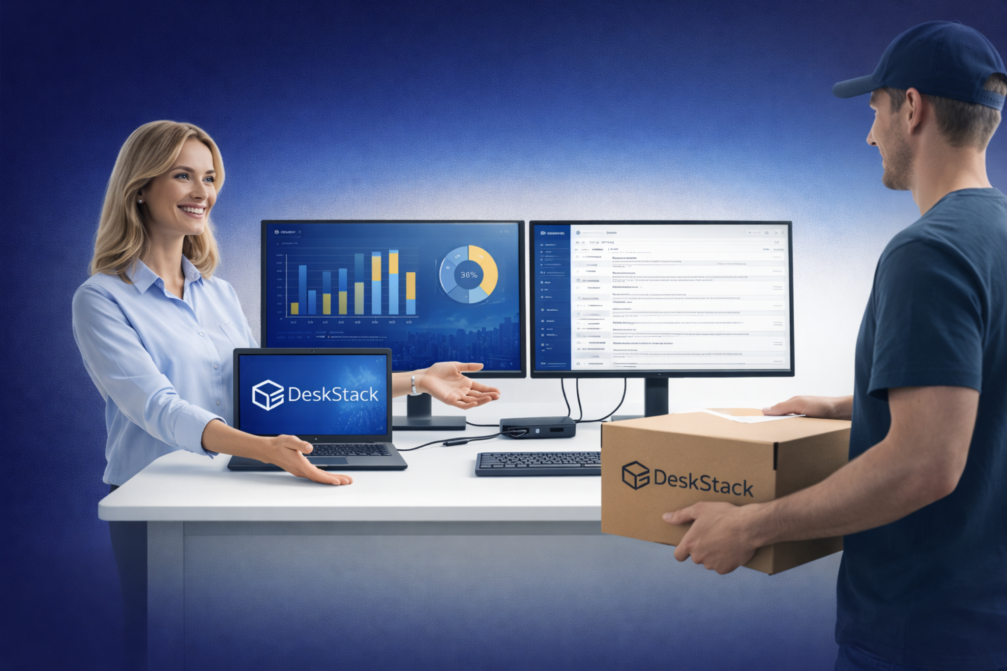 DeskStack delivered workstation setup