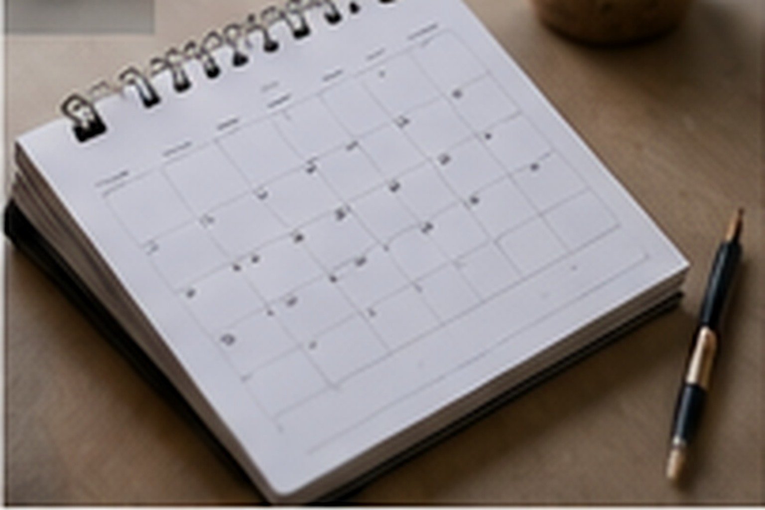 Business laptop beside a clean monthly calendar on a modern office desk, subtle three month timeline, professional realistic photography, no text.